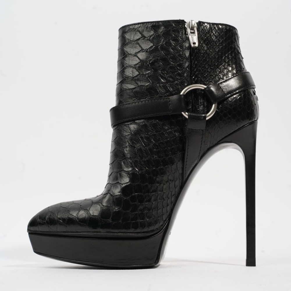 Saint Laurent Black Python Platform Boots - image 2